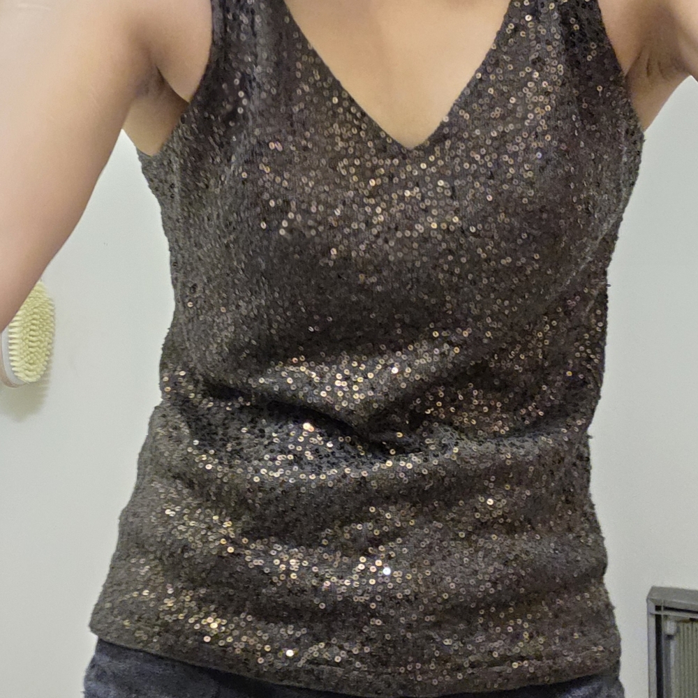 Eileen Fisher Black Sequin Top